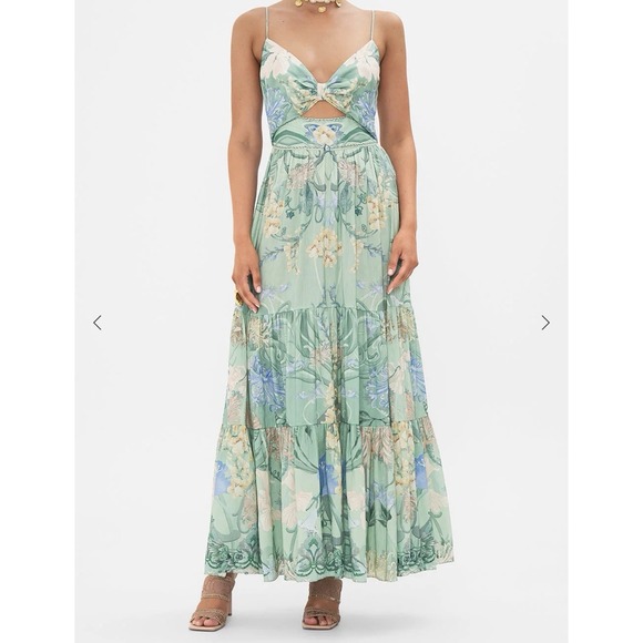 Camilla Dresses & Skirts - Camilla Mint Green Floral Maxi Dress with Blue and Cream Details